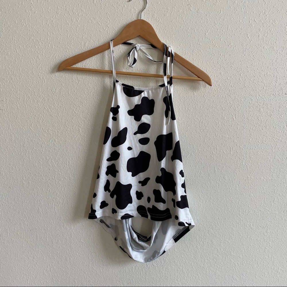 SHEIN +curve Cow Print Halter Top - Picture 3 of 5